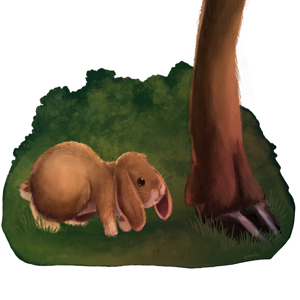 Rabbit and moose children's book illustration